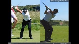 Jon Rahm golf swing  Long Iron faceon amp downtheline July 2017 [upl. by Dylane684]