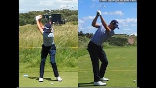 Justin Thomas golf swing  Long Iron faceon amp downtheline July 2017 [upl. by Walford]