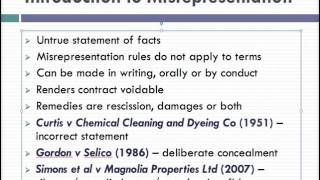 Misrepresentation Lecture 1 of 4 [upl. by Sandler]